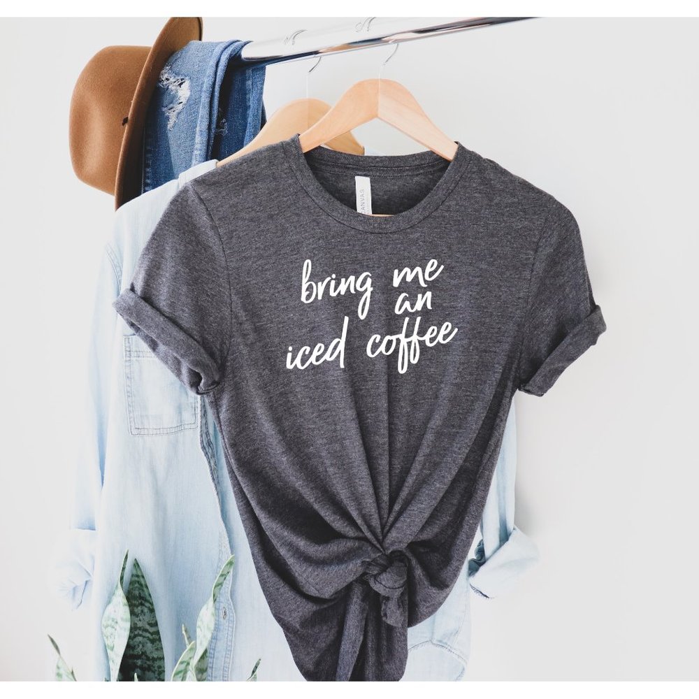 Iced Coffee T Shirt | Gray Short Sleeve - Picture 1 of 2
